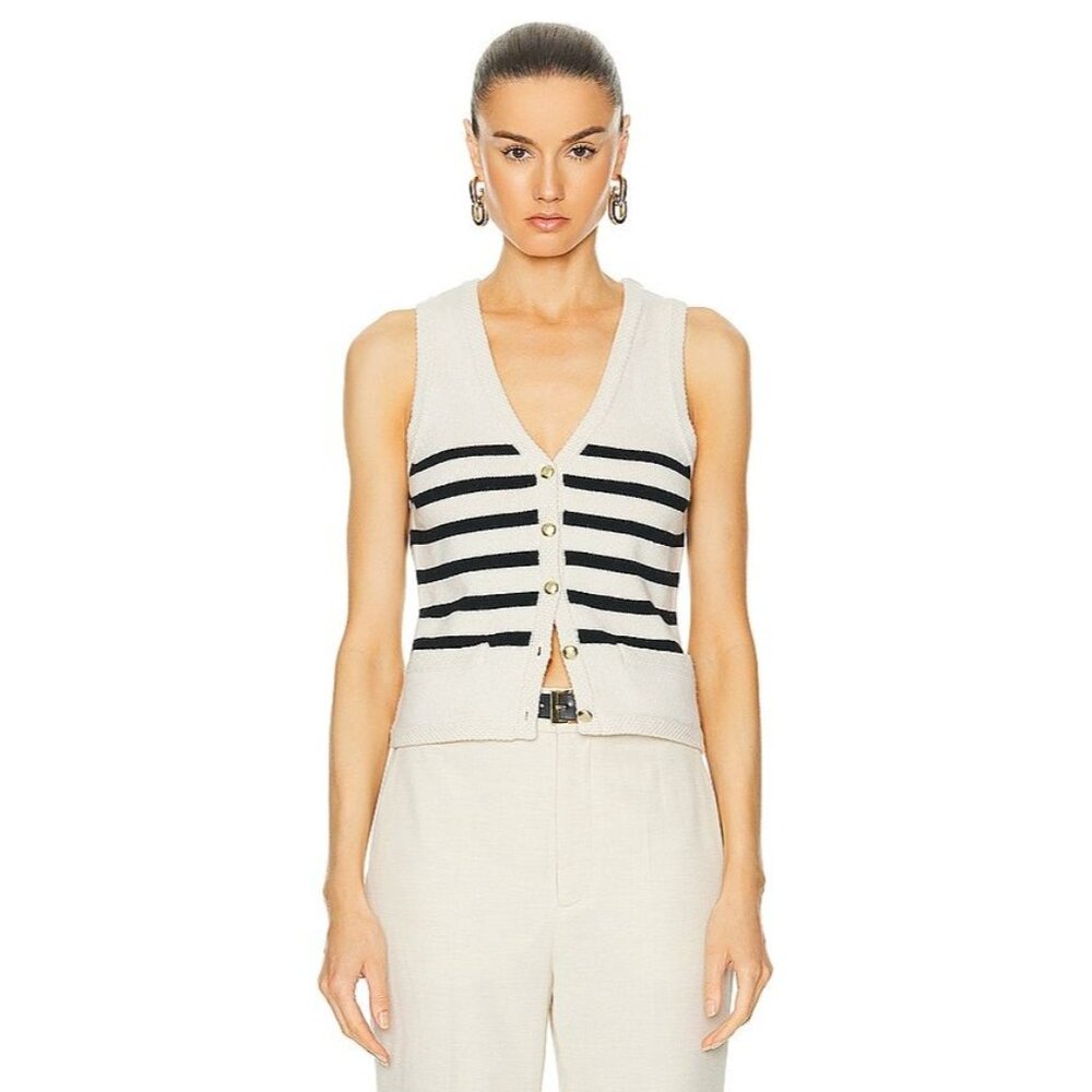 L'Academie by Marianna Calanth Striped Vest in Cream Black